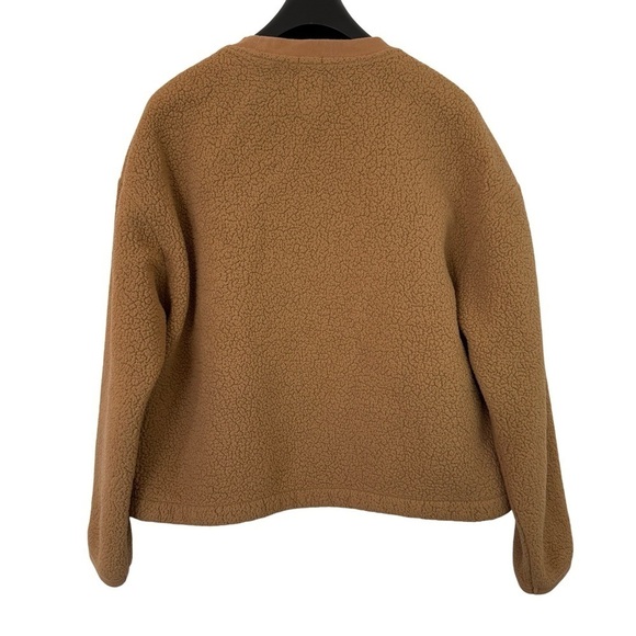 GAP Women's Short Brown/Tan Fleece Pullover Pouch Pocket Nice Ribbed Trimming S - Picture 5 of 5